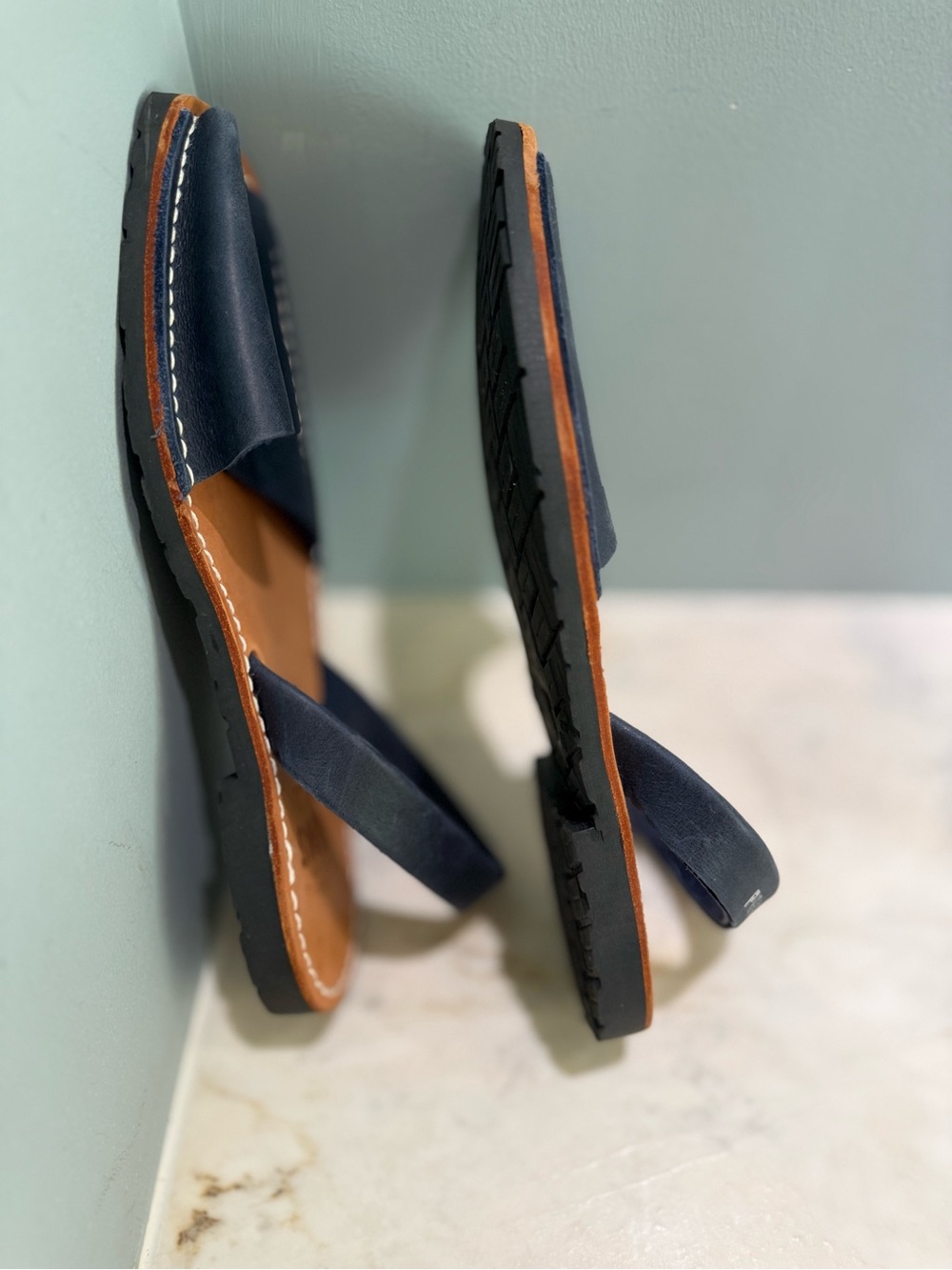 Pons Classic Style Avarca French Blue Leather Sandals size us 11 euro 41 new! - Picture 5 of 7